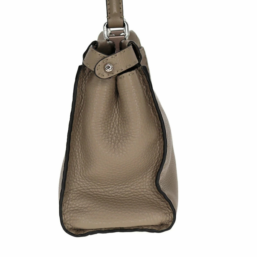 FENDI Peekaboo Regular Selleria Crossbody Shoulder Bag Handbag Gray Beige - Picture 3 of 11